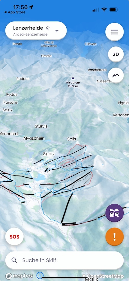 16 ski resorts in Switzerland are already included in the app.