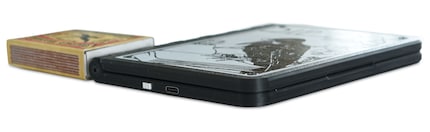 The housing is flatter than the double display initially suggests.