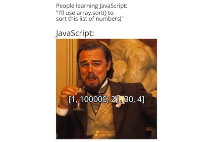 Javascript sortiert Zahlen standardmäßig alphabetisch, also nach der Größe der Zahlen von links nach rechts.