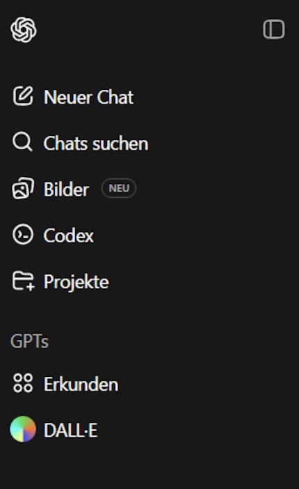 Die neue Images-Ansicht ist direkt in die ChatGPT-Navigation integriert und als eigener Bereich gekennzeichnet.