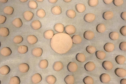 In der Mitte: eine Hinterpfote mit vier Ballen.