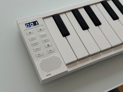 Links gibt es das Display und ein paar Knöpfe.