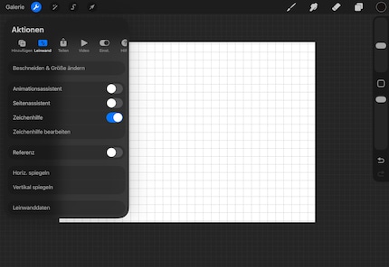 Hier aktivierst du die Zeichenhilfe und änderst die Einstellungen.