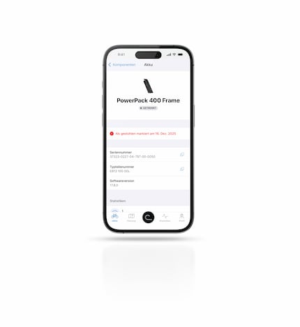 The battery can also be marked as stolen in the eBike Flow app and can be identified.