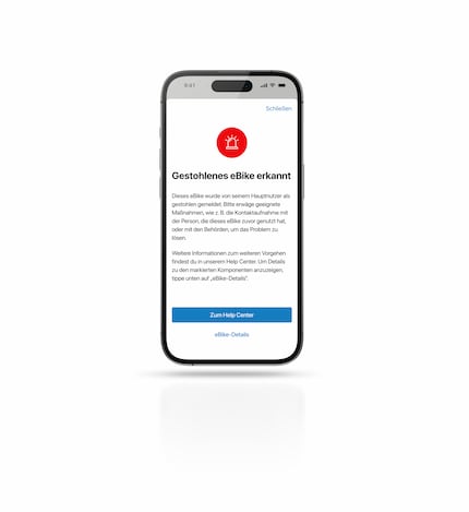 The eBike Flow app informs users immediately if they try to connect to an e-bike that has been marked as stolen - this is no longer possible.