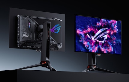 Half the back of the Asus ROG Swift PG27UCWM is transparent.