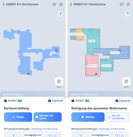 Die Darstellung der Zimmer ist schematisch, die Erstellung der Karte braucht mehr Zeit als bei der Konkurrenz.