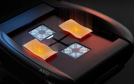 So sind die Ventilatoren und Heizelemente im Sitz angeordnet.