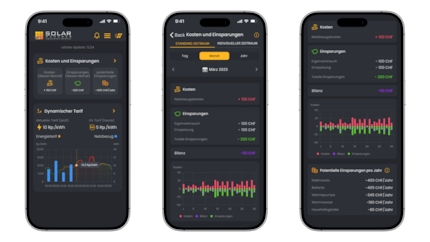 Hier sind die Stromeinsparungen beispielhaft zu sehen. Die App gibt auch Tipps, wie sich noch mehr sparen liesse.