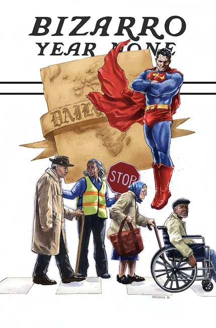 Ibrahim Moustafa interprets Bizarro's world for one of the variant covers of the first issue.