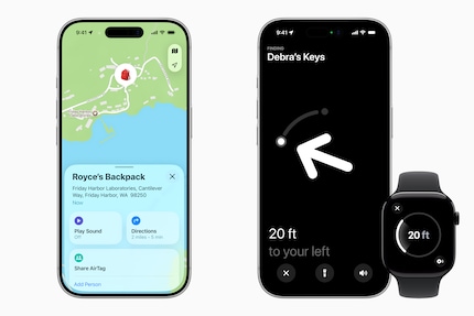 Der neue AirTag wird gemäss Apple aus grösserer Distanz per Bluetooth erkannt – und kann mit dem eigenen Smartphone dank neuem Ultrabreitband-Chip auch von weiter her genau lokalisiert werden.