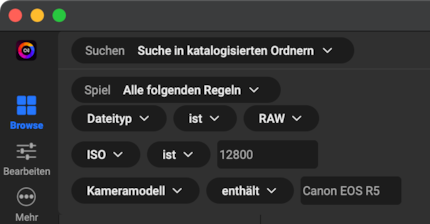 Für die Suche lassen sich fast beliebige Kriterien definieren.