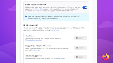 KI-Einstellungsmöglichkeiten kommen mit Firefox 148.