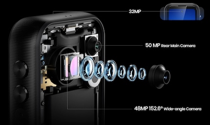 The smartphone has three built-in cameras.