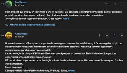 Les commerçants et les fabricants peuvent répondre ouvertement aux commentaires et aux évaluations.