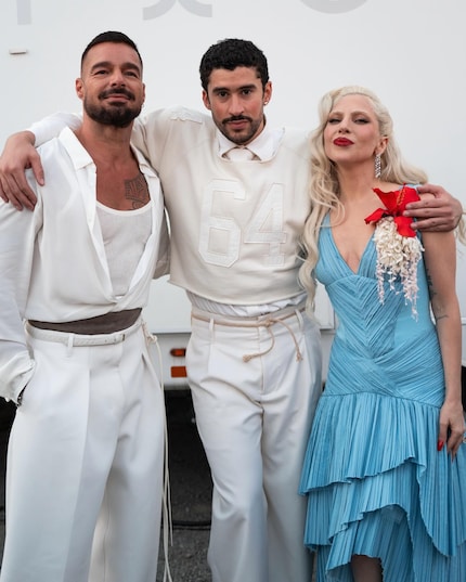 Von links: Ricky Martin,  Bad Bunny, Lady Gaga.