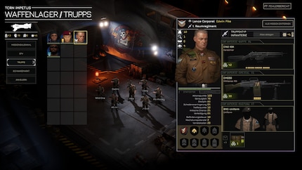 Vor jedem Einsatz werden Trupps ausgerüstet und verwaltet. Vorbereitung ist ein zentraler Teil des Spielloops.