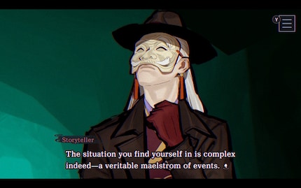 Der Storyteller ist meine Verbindung zum Spiel. Er spricht direkt zu mir als Spieler und hilft mir zwischendurch.