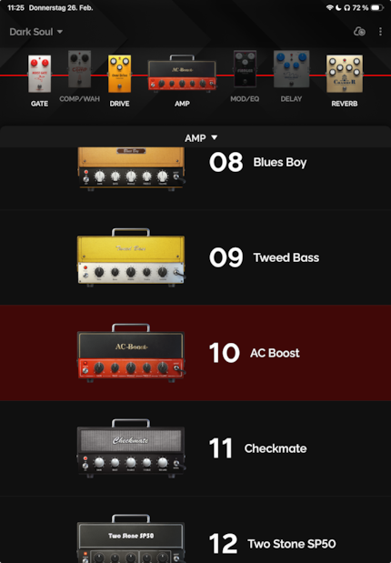 Die Navigation durch Amps und Effekte könnte einfacher sein.