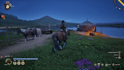 Als Kurierreiterin lieferst du Ressourcen und Nachrichten an die Steppenbewohner.