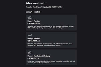 Wer einen Blick in die Kontoeinstellungen wirft, liest beim Premium-Abo nach wie vor «HDR». Diese Diskrepanz wirft kein gutes Licht auf Disneys Kommunikation.