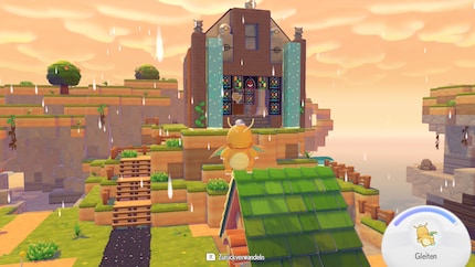 Gabäude baue ich mit vorgefertigten Bausets oder ganz alleine mit Blöcken aus der Umgebung à la «Minecraft». Hier mein ganzer Stolz: eine heilige Pokémon-Kirche mit Wasserfall.