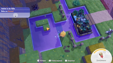 Hier zerstöre ich einen Block im Teich, den ich mit normaler Steuerung nicht erreiche.