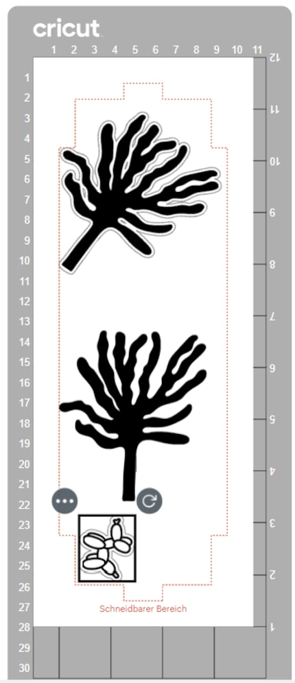 Eigentlich hätte es auf dem Blatt genügend Platz, um das Hündchen zu duplizieren und mehr davon zu platzieren, aber in dieser Ansicht ist das nicht möglich.