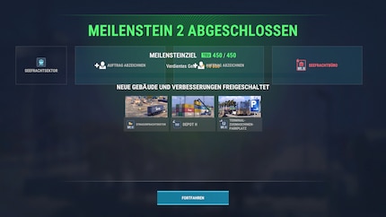 De haven wordt stap voor stap herbouwd via vrijgespeelde mijlpalen.