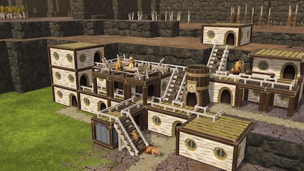 Auf der Dachterrasse fachsimpeln Biber über Biber-Business. Lücken in der Bebauung nutze ich für kleine Lager oder Deko-Objekte.