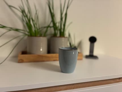 Het apparaat heeft moeite met het onderscheiden van levenloze onderwerpen, maar het bokeh-effect ziet er nog steeds goed uit.