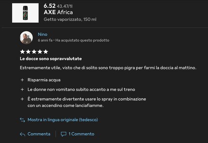 «Risparmia acqua»: ricordi adolescenziali diventati valutazioni di prodotto.