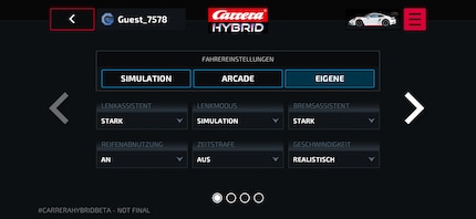 The update adds new driving modes and significantly finer settings for the driving behaviour to Carrera Hybrid.