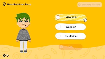 Männlich, weiblich oder nicht binär? Tomodachi Life bietet alles an.