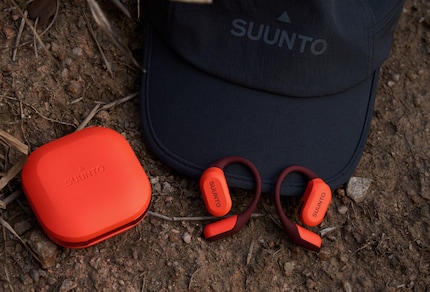 Made for outdoor sports, the Spark headphones come in a flat charging case.