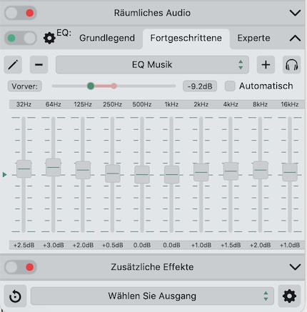 So sieht danach mein Equalizer aus.