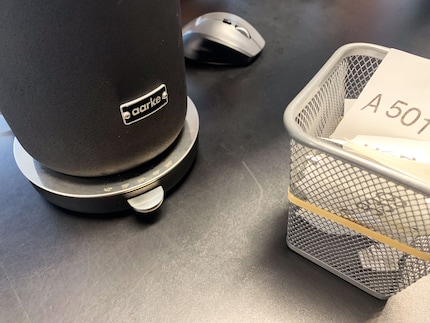 Beim Abschied im Shop.