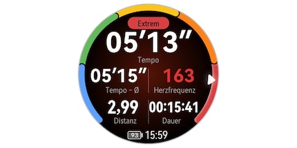 Screenshot der Anzeige während des Laufens.