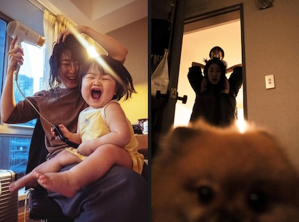 Die Familie macht das Beste aus dem Leben auf engem Raum.