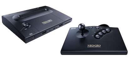 The included arcade stick is a replica of the classic Neo Geo arcade controller and uses the original 15-pin connector.