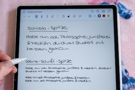 Auch an der Notizapp finde ich Gefallen und nutze die verschiedenen Spitzen je nach Schriftgrösse.