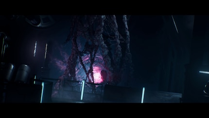 Auf dem Raumschiff macht sich ekliger Alien-Schleim breit. Der scheint mit dem formwandelnden Gegner verbunden zu sein.