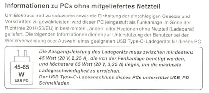 So sieht der Hinweis in der Schnellstartanleitung von Lenovo aus.