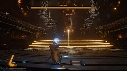 Manchmal gibt's auch gelbe Schockwellen. Springe drüber oder dashe hindurch.