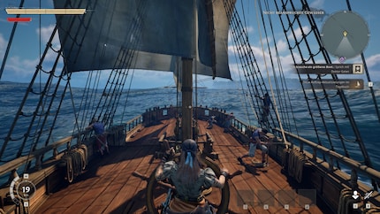 Links und rechts türmen sich Wellen weit über die Höhe meines Decks auf.