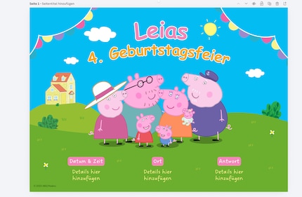 Ein Beispiel der Canva-Vorlagen. Die Peppa-Elemente lassen sich auch in ein anderes Design kopieren.