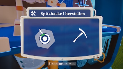Beim Herstellen von Werkzeugen und Upgrades muss ich ein einfaches Mini-Game absolvieren.