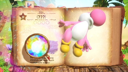 Ich wähle den rosaroten Yoshi und springe ins Buch auf Abenteuer.