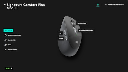 De muis kan worden geconfigureerd in de software.