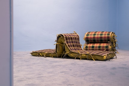 Swiss wool on the inside, Filipino pandanu on the outside: an unexpected combination.